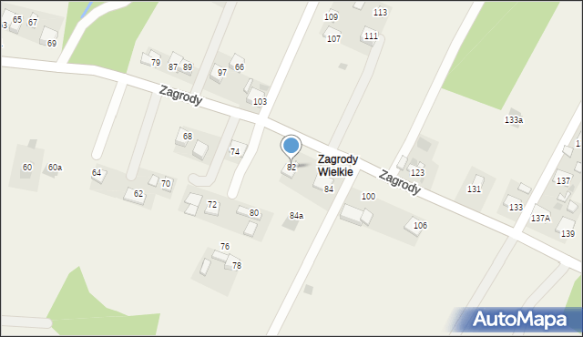 Okocim, Zagrody, 82, mapa Okocim