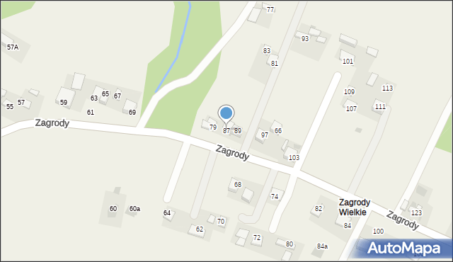 Okocim, Zagrody, 87, mapa Okocim