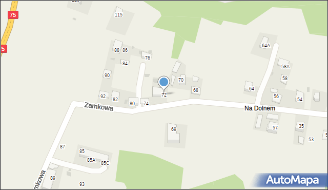 Okocim, Zamkowa, 72, mapa Okocim