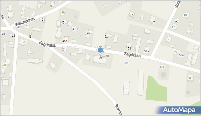 Oleszno, Zagórska, 26, mapa Oleszno