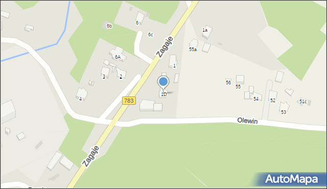 Olkusz, Zagaje, 1d, mapa Olkusz