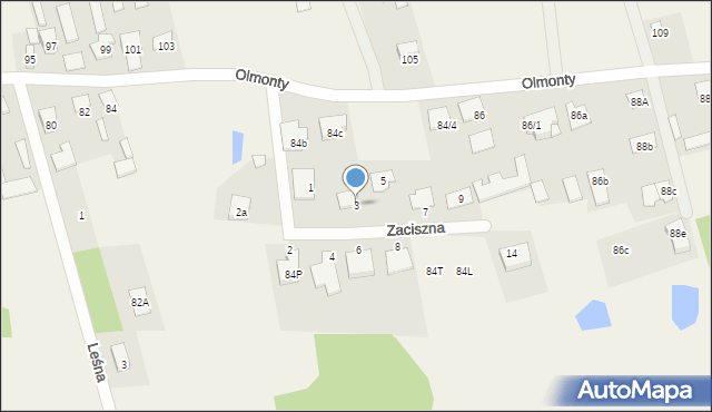 Olmonty, Zaciszna, 3, mapa Olmonty