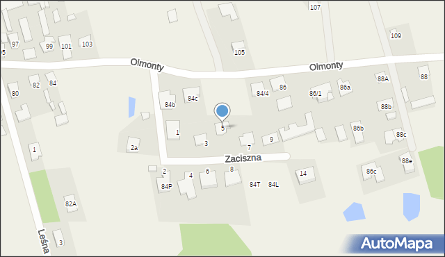 Olmonty, Zaciszna, 5, mapa Olmonty