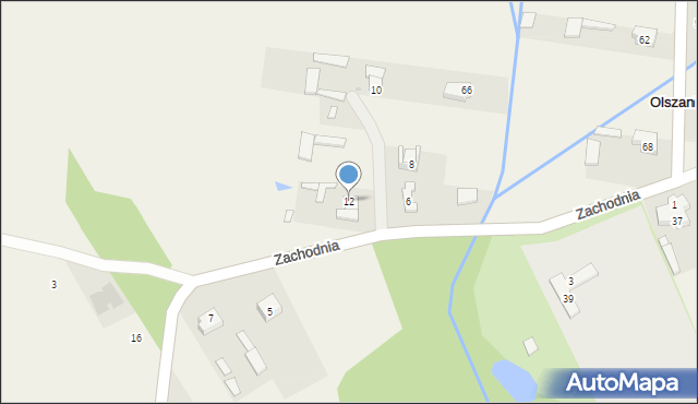 Olszanka, Zachodnia, 12, mapa Olszanka