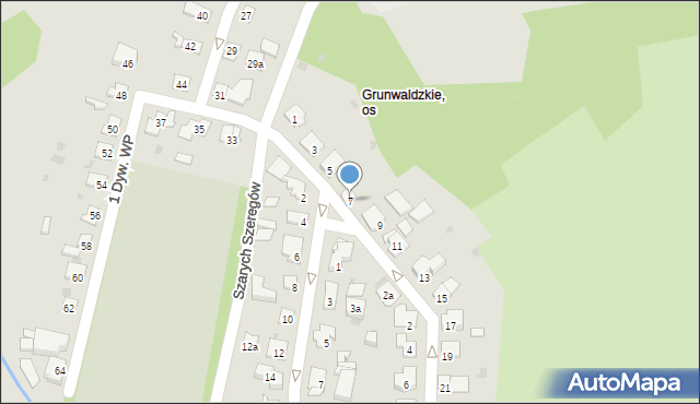 Olsztyn, Zawiszy Czarnego, 7, mapa Olsztyna