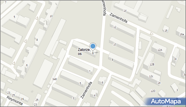 Olsztyn, Zamenhofa Ludwika, dr., 9, mapa Olsztyna