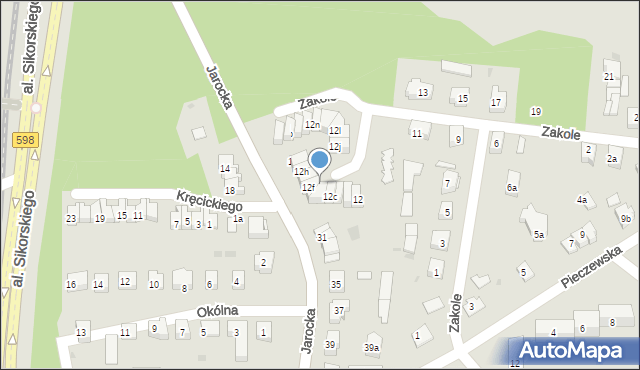 Olsztyn, Zakole, 12f, mapa Olsztyna