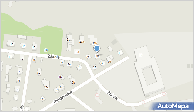 Olsztyn, Zakole, 25a, mapa Olsztyna