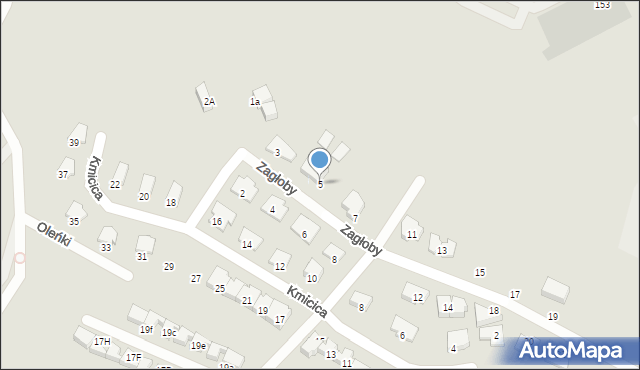 Olsztyn, Zagłoby Jana Onufrego, 5, mapa Olsztyna