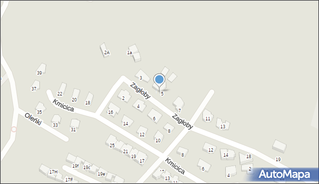 Olsztyn, Zagłoby Jana Onufrego, 5B, mapa Olsztyna