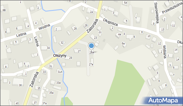 Olszyny, Zatorska, 25A, mapa Olszyny