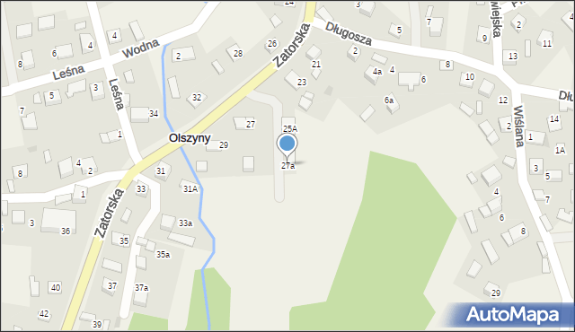 Olszyny, Zatorska, 27a, mapa Olszyny