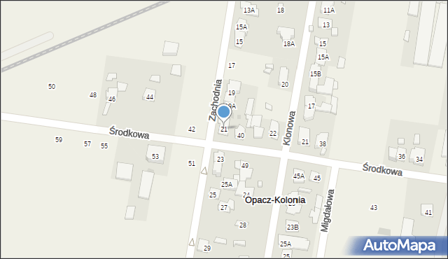 Opacz-Kolonia, Zachodnia, 21, mapa Opacz-Kolonia