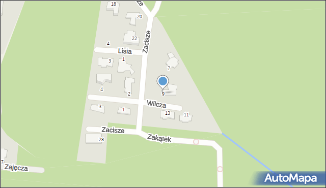 Osielsko, Zacisze, 9, mapa Osielsko