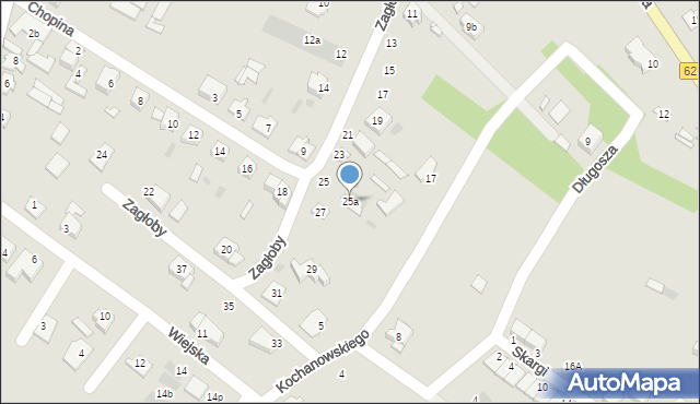 Ostrów Mazowiecka, Zagłoby Jana Onufrego, 25a, mapa Ostrów Mazowiecka