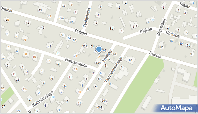 Ostrów Mazowiecka, Zawiszy, 2, mapa Ostrów Mazowiecka