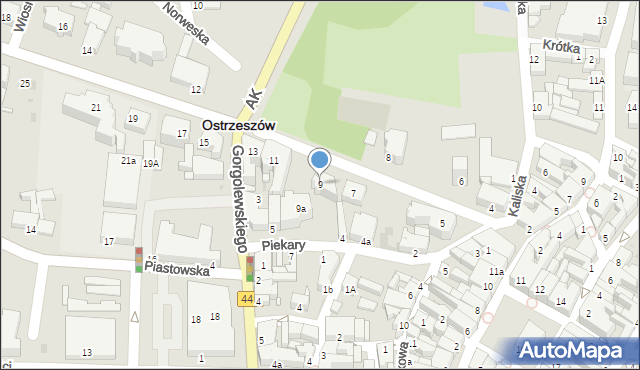 Ostrzeszów, Zamkowa, 9, mapa Ostrzeszów