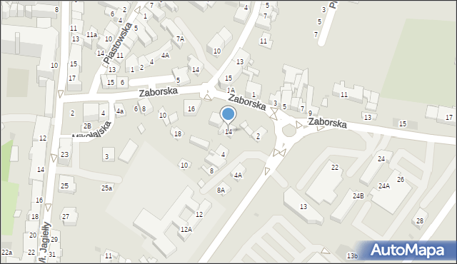 Oświęcim, Zaborska, 14, mapa Oświęcimia