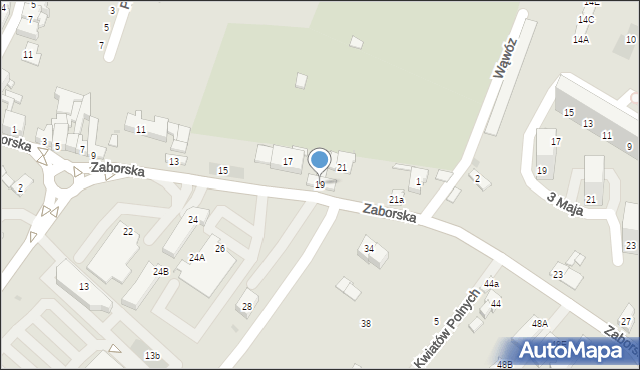 Oświęcim, Zaborska, 19, mapa Oświęcimia