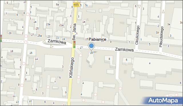 Pabianice, Zamkowa, 10, mapa Pabianic