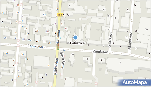 Pabianice, Zamkowa, 13, mapa Pabianic