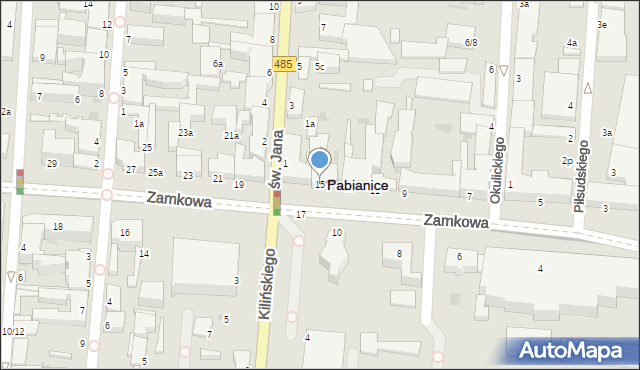 Pabianice, Zamkowa, 15, mapa Pabianic