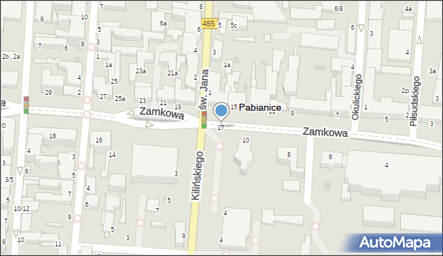 Pabianice, Zamkowa, 17, mapa Pabianic