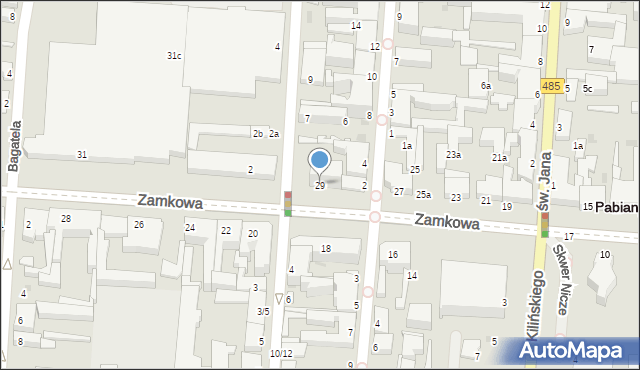 Pabianice, Zamkowa, 29, mapa Pabianic