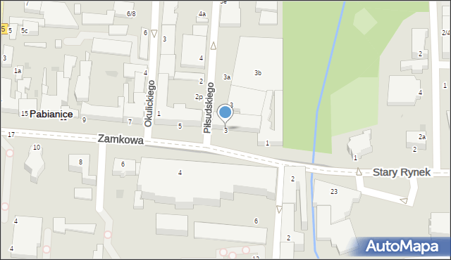 Pabianice, Zamkowa, 3, mapa Pabianic
