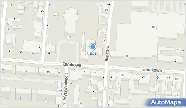 Pabianice, Zamkowa, 33/35, mapa Pabianic