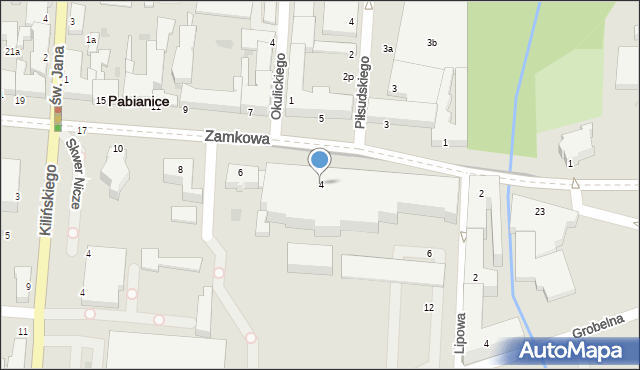 Pabianice, Zamkowa, 4, mapa Pabianic