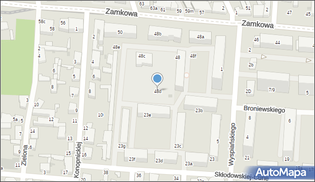 Pabianice, Zamkowa, 48d, mapa Pabianic