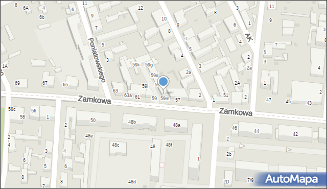 Pabianice, Zamkowa, 59n, mapa Pabianic