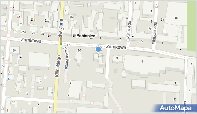 Pabianice, Zamkowa, 8, mapa Pabianic
