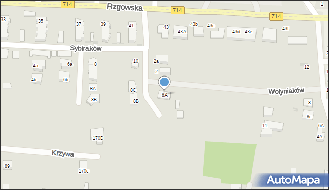 Pabianice, Zaradzyńska, 8A, mapa Pabianic