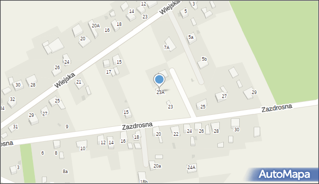 Palowice, Zazdrosna, 23A, mapa Palowice