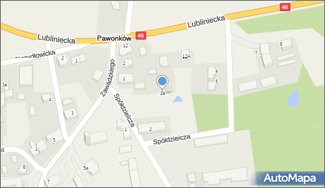 Pawonków, Zawadzkiego, 1a, mapa Pawonków