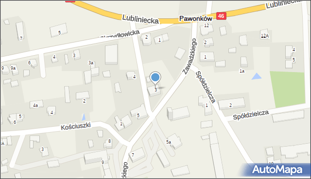 Pawonków, Zawadzkiego, 3, mapa Pawonków