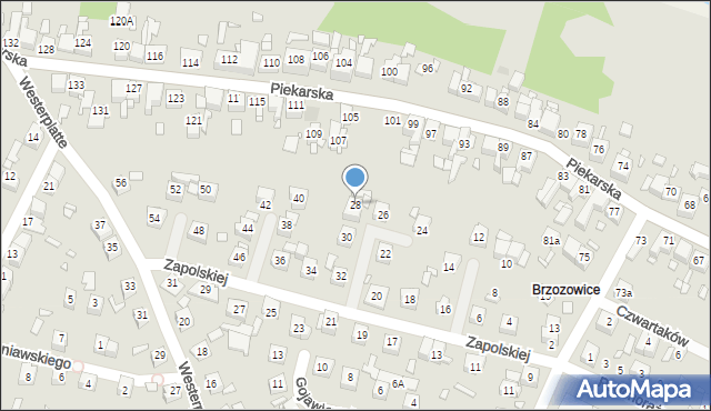 Piekary Śląskie, Zapolskiej Gabrieli, 28, mapa Piekary Śląskie