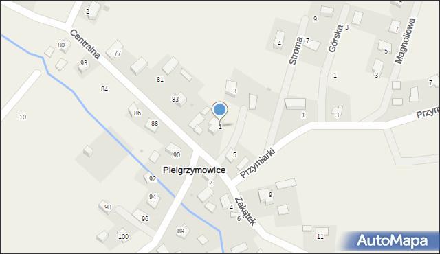 Pielgrzymowice, Zakątek, 1, mapa Pielgrzymowice