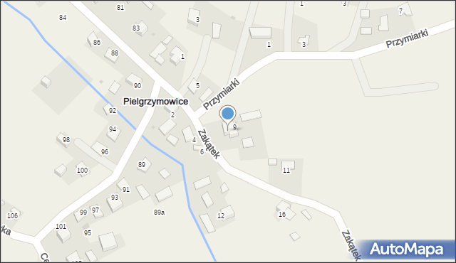 Pielgrzymowice, Zakątek, 9, mapa Pielgrzymowice