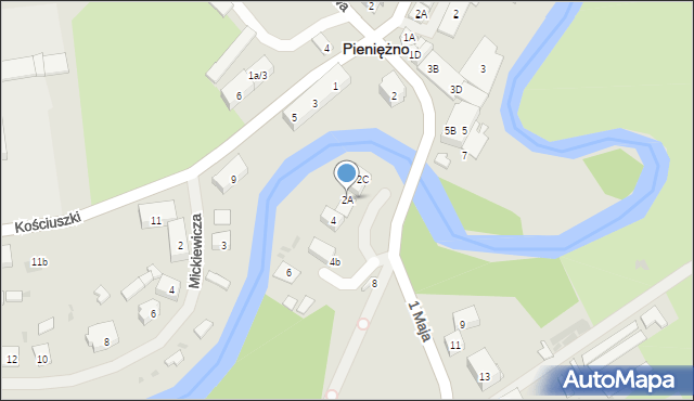 Pieniężno, Zamkowa, 2A, mapa Pieniężno