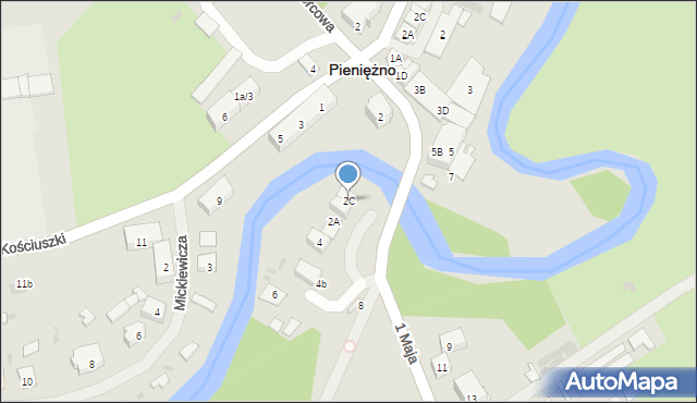 Pieniężno, Zamkowa, 2C, mapa Pieniężno