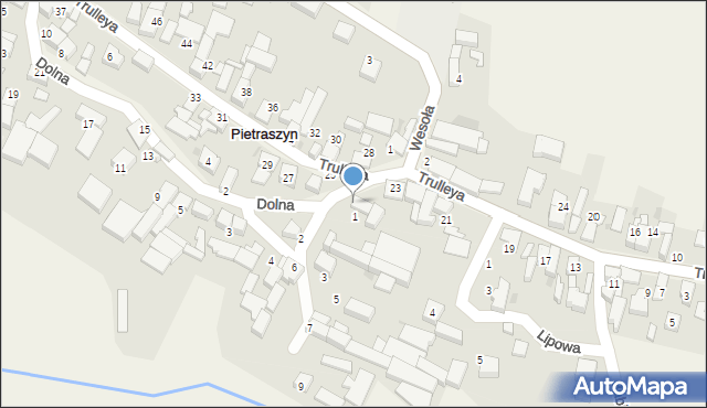 Pietraszyn, Zaciszna, 1, mapa Pietraszyn