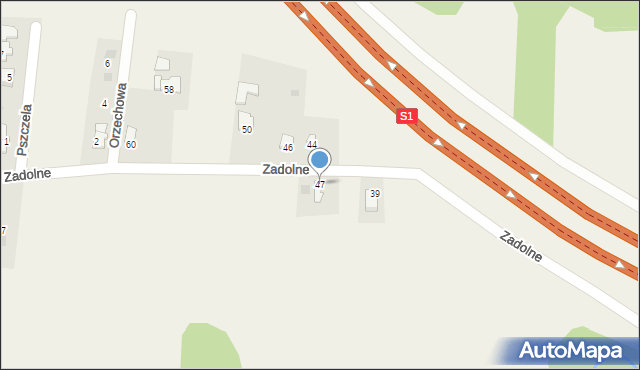 Pietrzykowice, Zadolne, 47, mapa Pietrzykowice