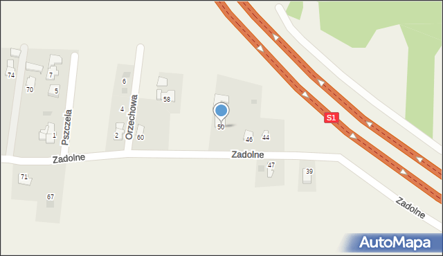 Pietrzykowice, Zadolne, 50, mapa Pietrzykowice