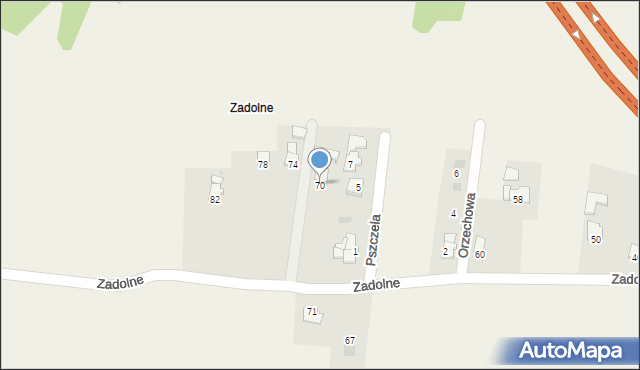 Pietrzykowice, Zadolne, 70, mapa Pietrzykowice