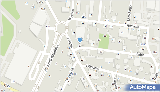 Piotrków Trybunalski, Żabia, 17, mapa Piotrków Trybunalski