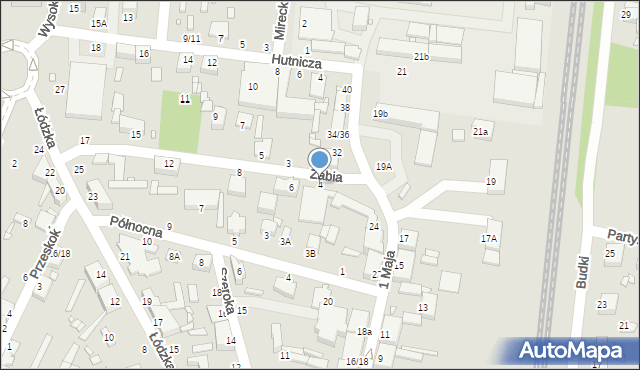 Piotrków Trybunalski, Żabia, 4, mapa Piotrków Trybunalski