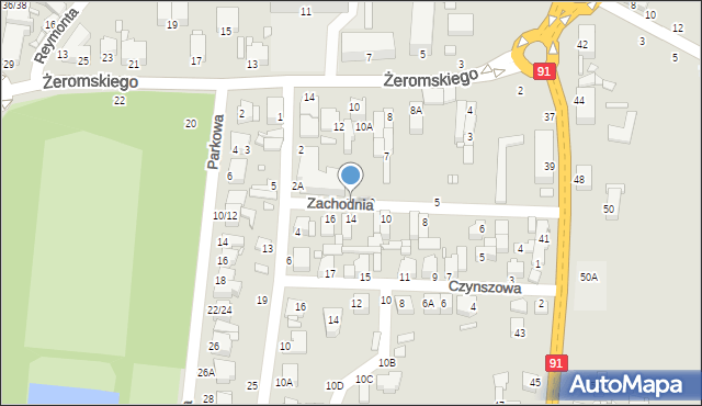 Piotrków Trybunalski, Zachodnia, 9A, mapa Piotrków Trybunalski